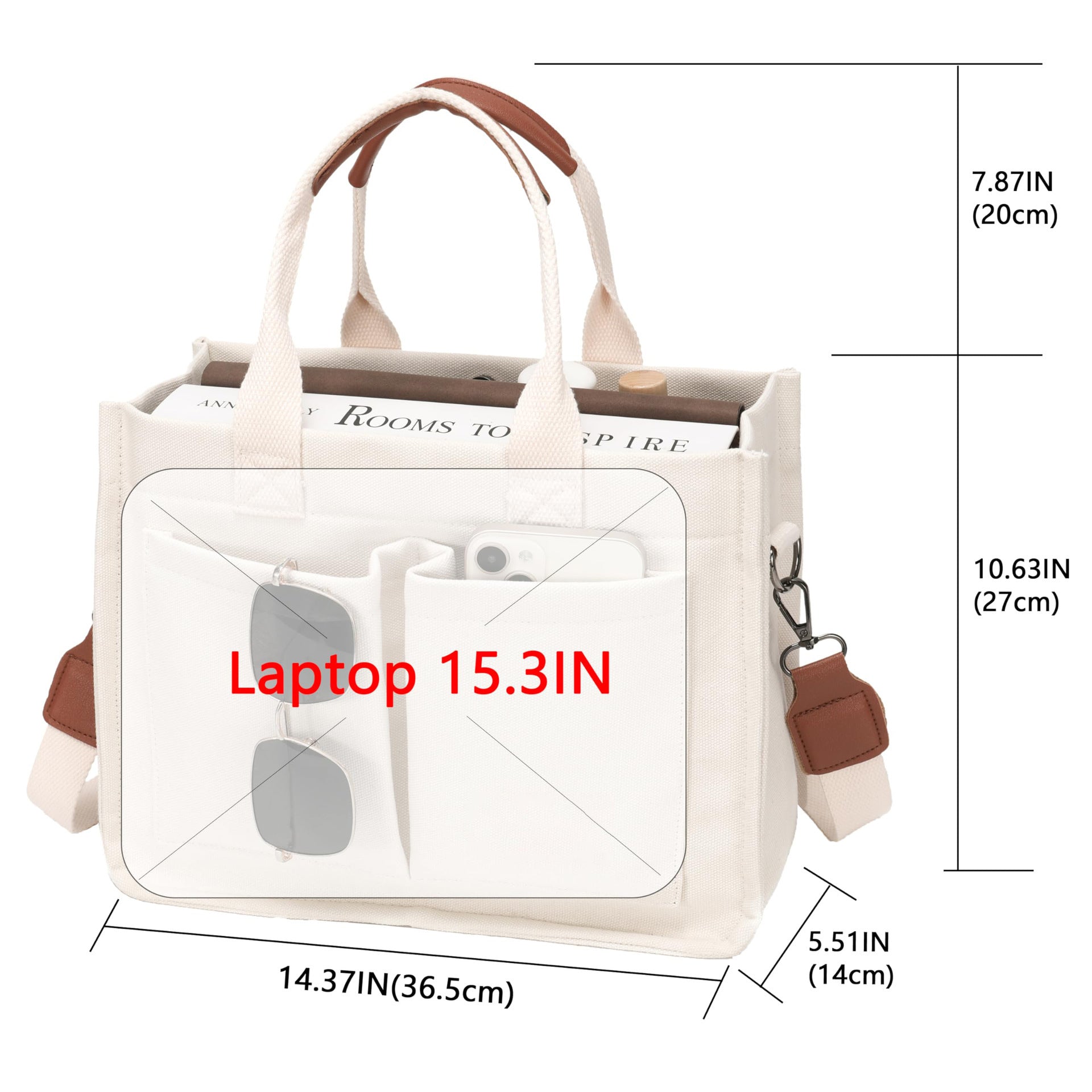 Large Canvas Tote Bag Laptop Crossbody Bag, Spacious Mom Diaper Bag-Canvas Bag-Black-A-Free Shipping Leatheretro