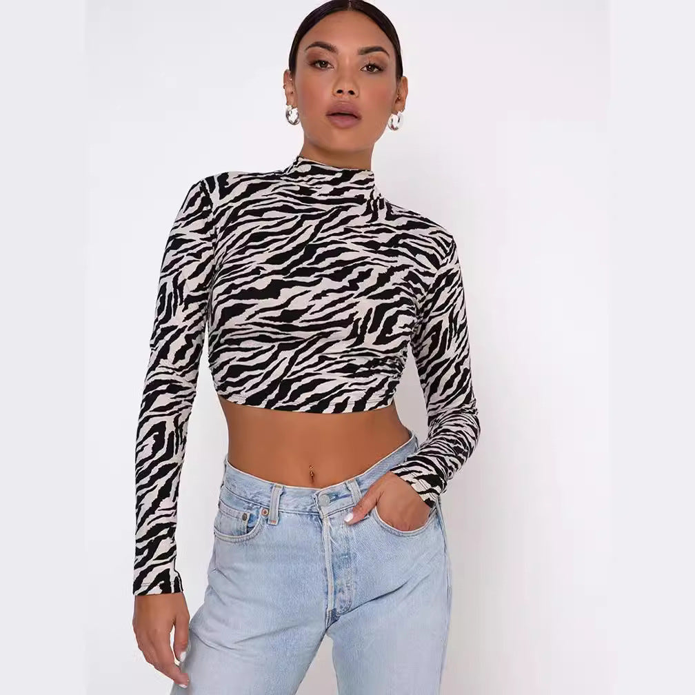 Sexy Midriff Baring Long Sleeves T Shirts for Women-Shirts & Tops-1-S-Free Shipping Leatheretro