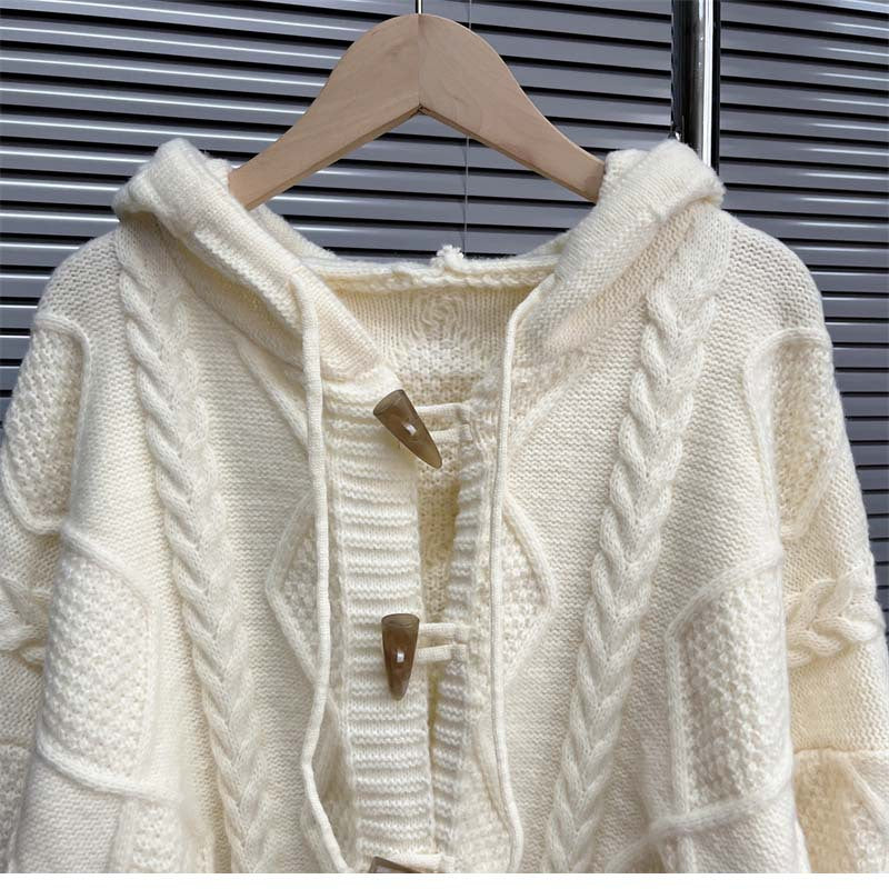 Soft Lazy Knitted Women Cardigan Sweaters-Sweater&Hoodies-Ivory-One Size-Free Shipping Leatheretro