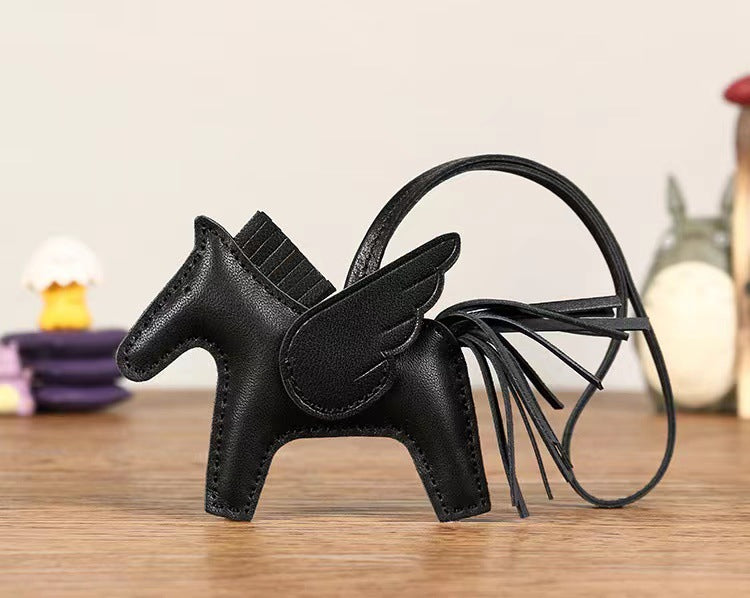 Handmade Sheepskin Car Rearview Mirror Charm Keychain-Keychains-Left Message for Number-Free Shipping Leatheretro