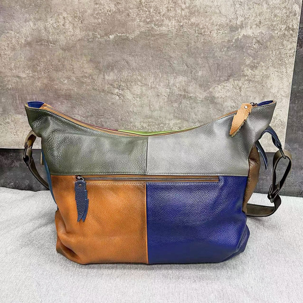 Large Genuine Leather Crossbody Sling Bag-Colorful-Free Shipping Leatheretro