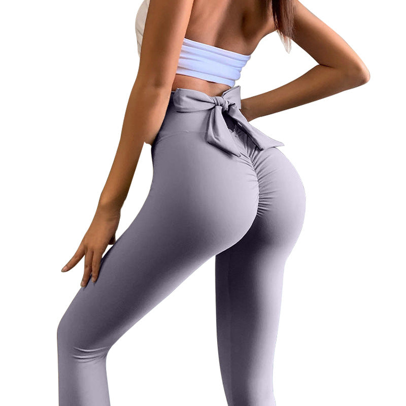 Sexy High Waist Back Bow Design Sports Leggings-Activewear-Purple-S-Free Shipping Leatheretro