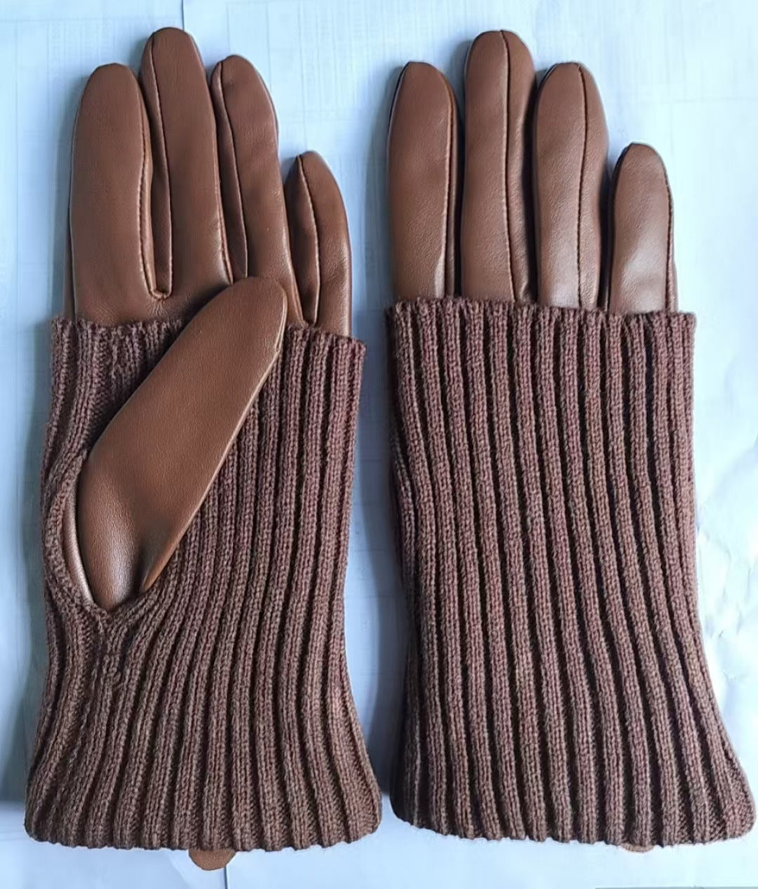 Women's Winter Warm Fleece Lined Leather Glove-Brown-M-Free Shipping Leatheretro
