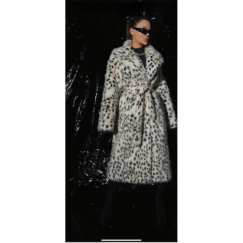 Designed Leopard Faux Fox Fur Overcoats for Women-Outerwear-A-S-Free Shipping Leatheretro