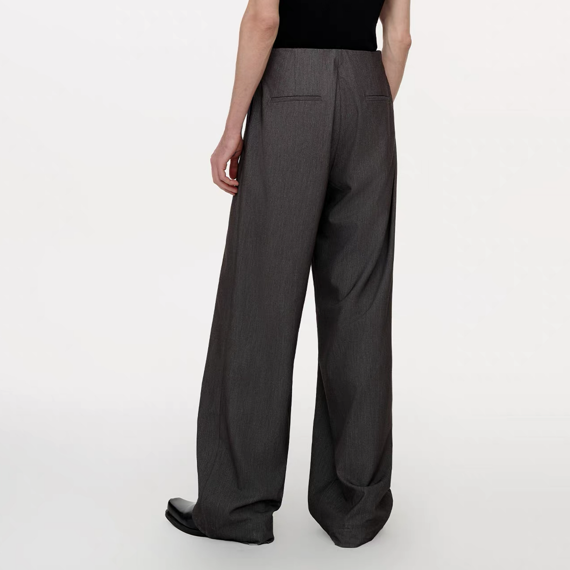TIWILLTANG Classic Raw Edge Straight-Leg Trousers-Pants-S / 28-31”-Dark Gray-Free Shipping Leatheretro