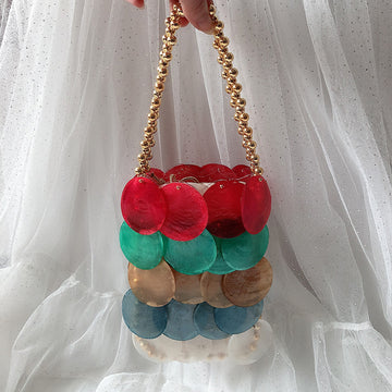 Fashionable Colorful Handwoven Shell Bag-color-Free Shipping Leatheretro