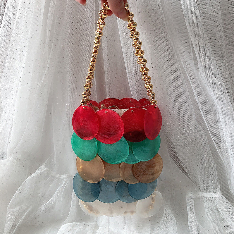 Fashionable Colorful Handwoven Shell Bag-color-Free Shipping Leatheretro