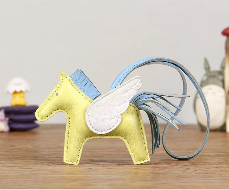 Handmade Sheepskin Car Rearview Mirror Charm Keychain-Keychains-Left Message for Number-Free Shipping Leatheretro