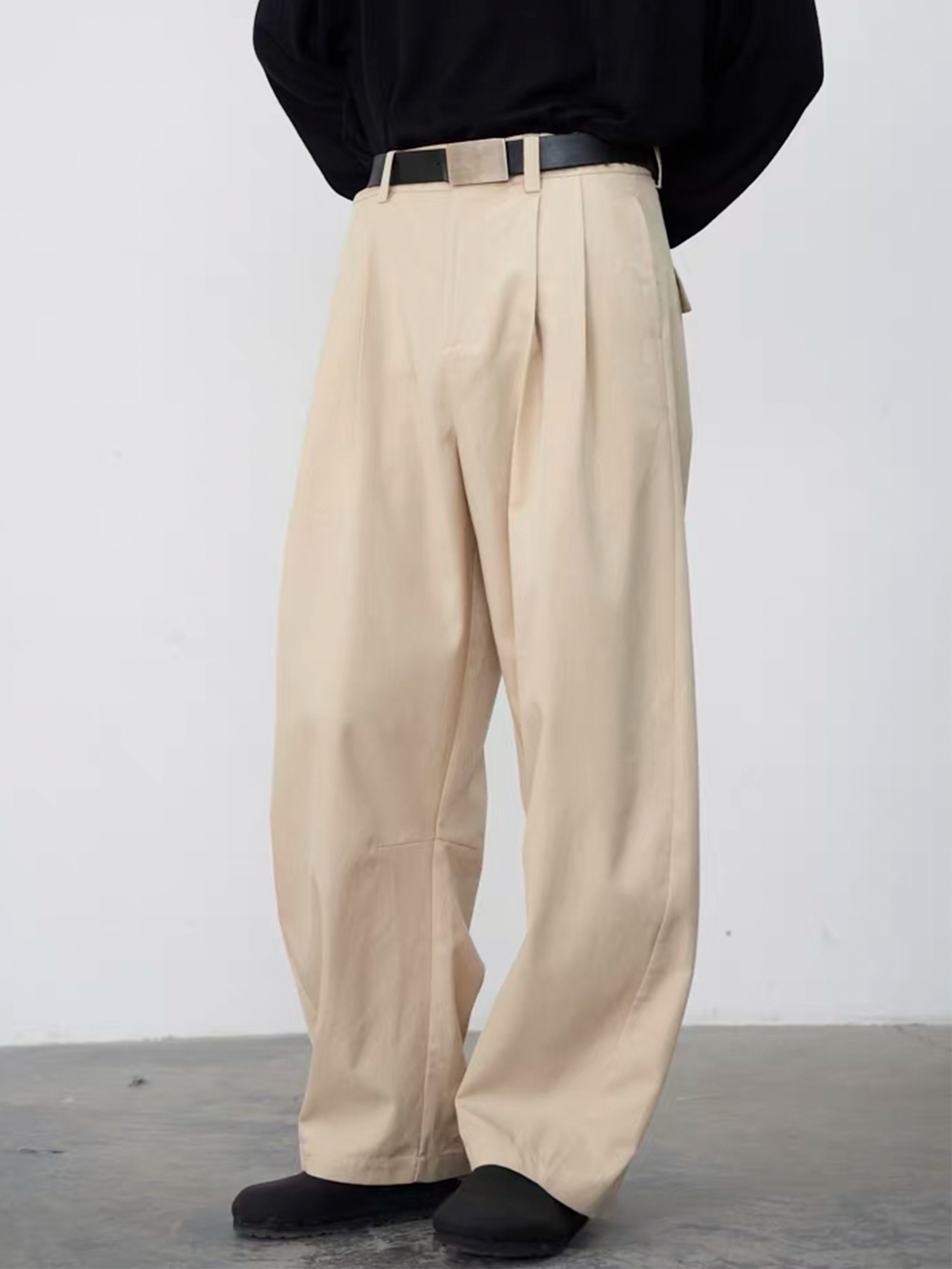 GRAINMUSTARD Retro Pleated High-Waist Wide-Leg Trousers-Pants-XS (Preorder)-Green-Free Shipping Leatheretro