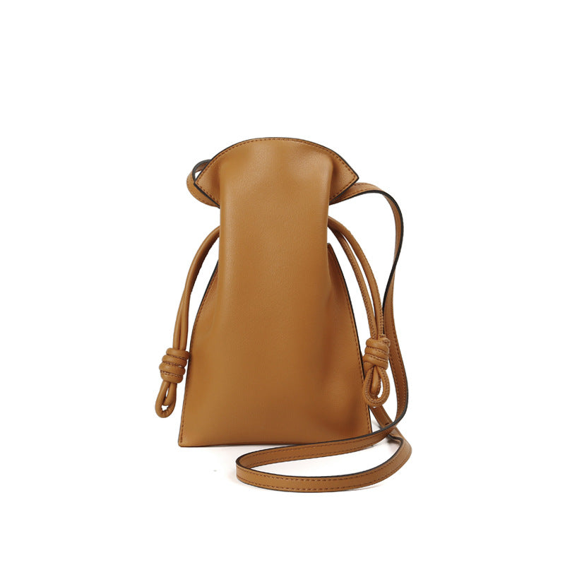 Adjustable Drawstring Bucket Bag Genuine Leather Shoulder Crossbody Tote Bags-Handbags-Brown-Free Shipping Leatheretro