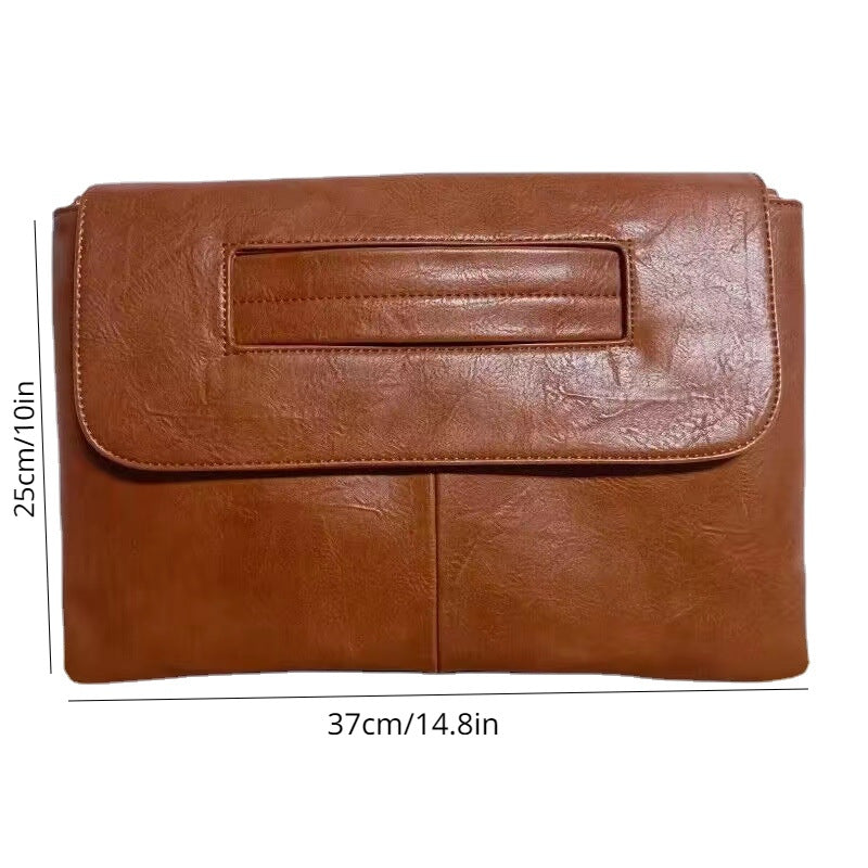 Large Capacity Faux Leather File Organizer, Shoulder Bag for Documents-grey-Free Shipping Leatheretro