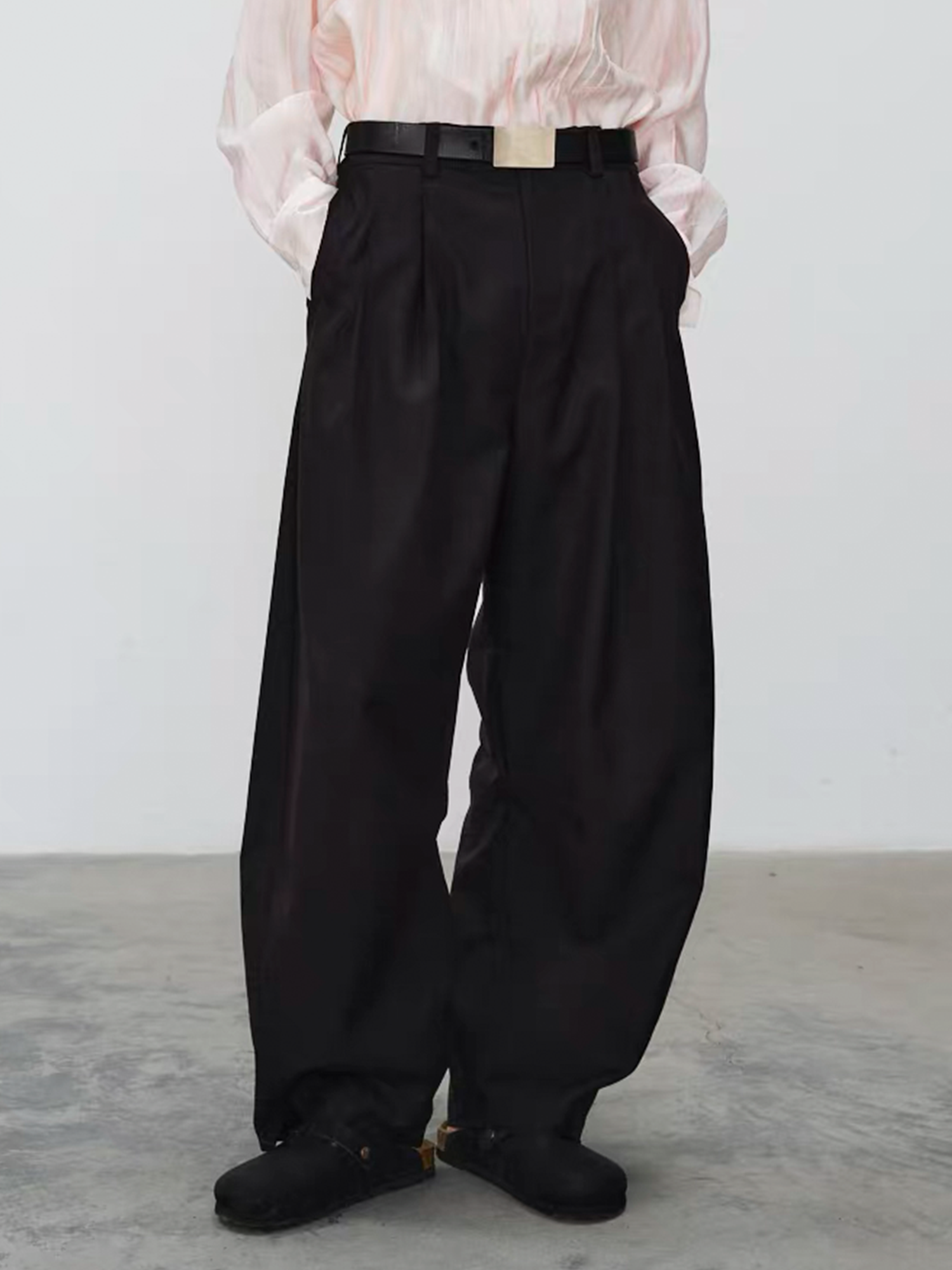 GRAINMUSTARD Retro Pleated High-Waist Wide-Leg Trousers-Pants-XS (Preorder)-Green-Free Shipping Leatheretro