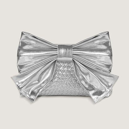 Stylish PU Leather Handwoven Shoulder Bag for Women-silver-26x15x5CM-Free Shipping Leatheretro