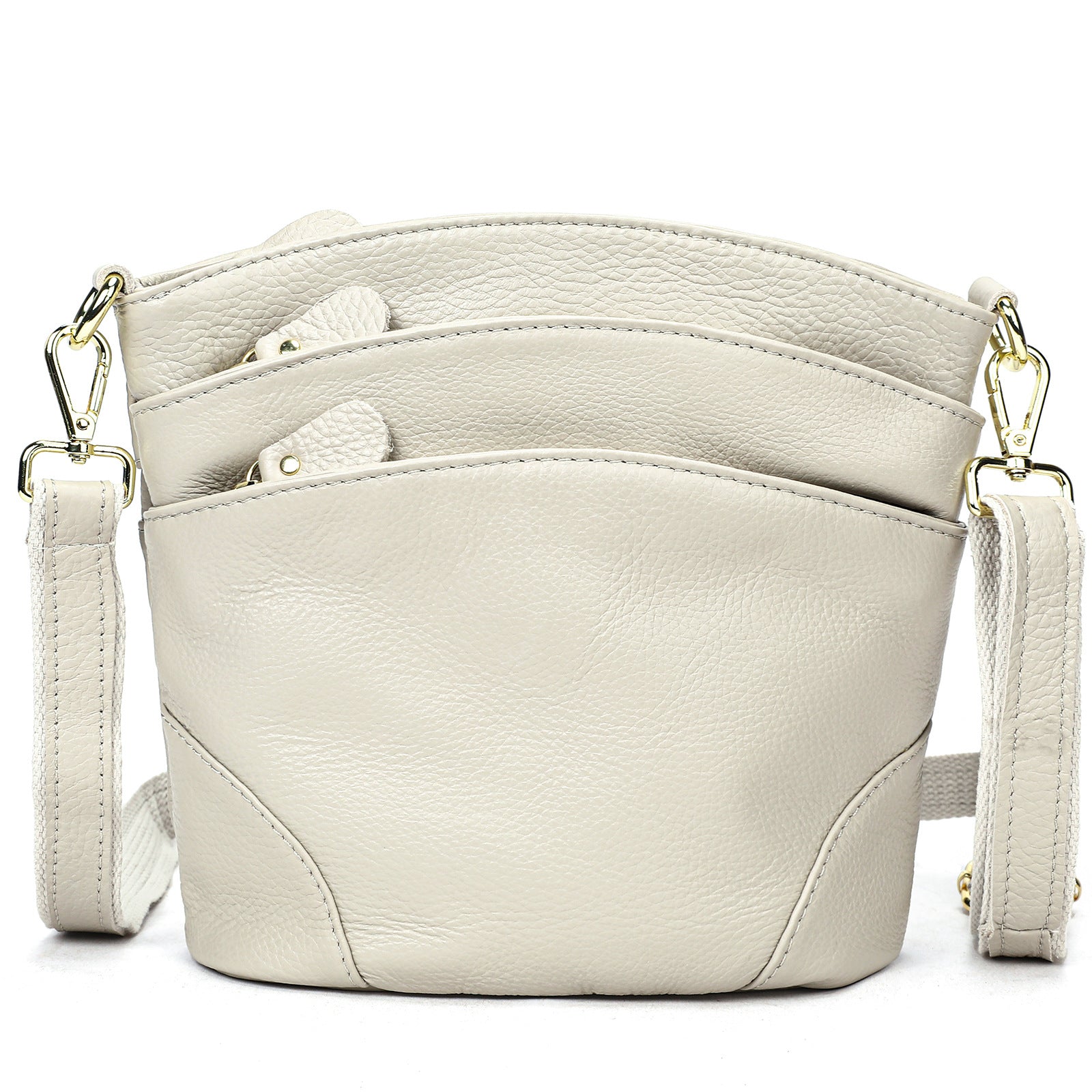 First-layer cowhide shoulder bag, soft cowhide bag, large-capacity genuine leather women's bucket bag.-Handbags-off-white-19.5cm*9.5cm*21cm-Free Shipping Leatheretro