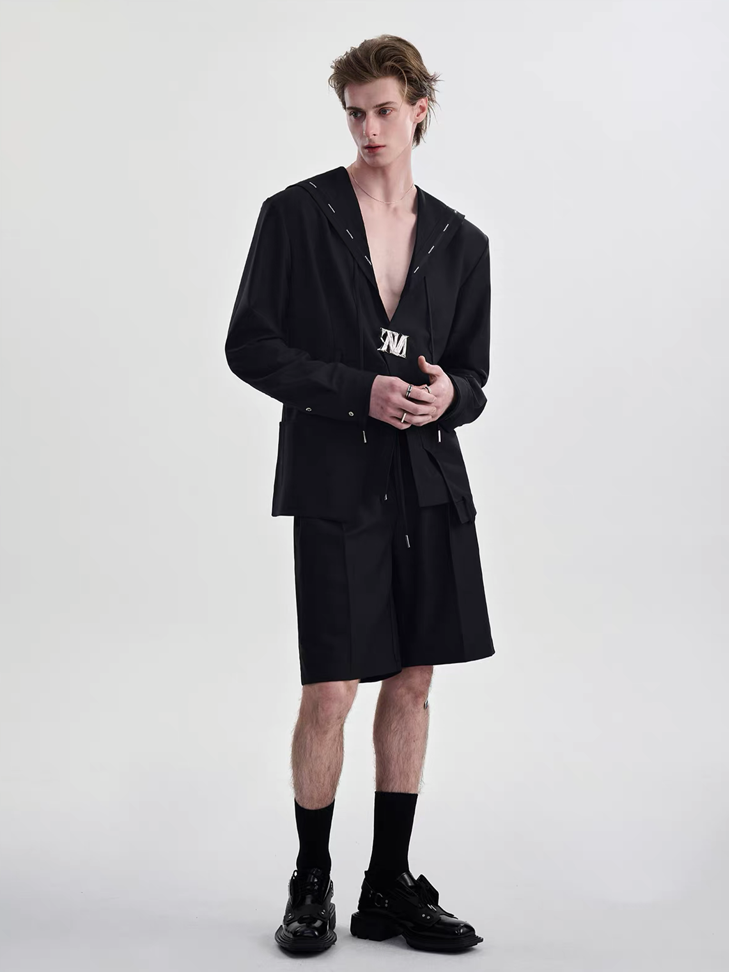 TIWILLTANG Minimal Sailor Collar Shirt-Shirt-S-White-Long-Free Shipping Leatheretro