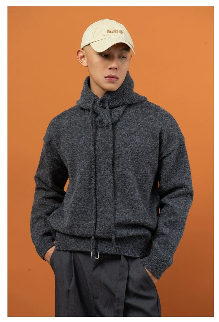 CLP Unisex Split Hoodie Snood Knit Sweater-Gray-S-Free Shipping Leatheretro