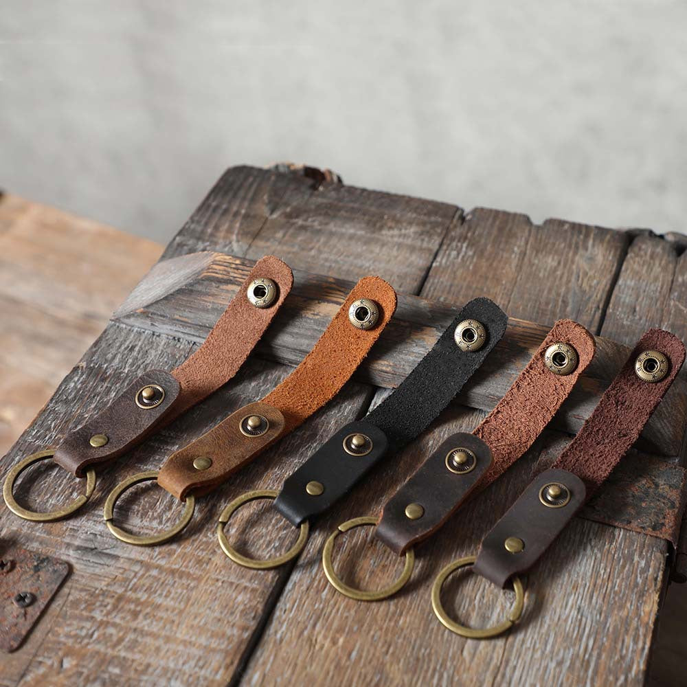 6pcs/set Handmade Vintage Leather Keychain & Car Key Case Set-Keychains-Random-Free Shipping Leatheretro