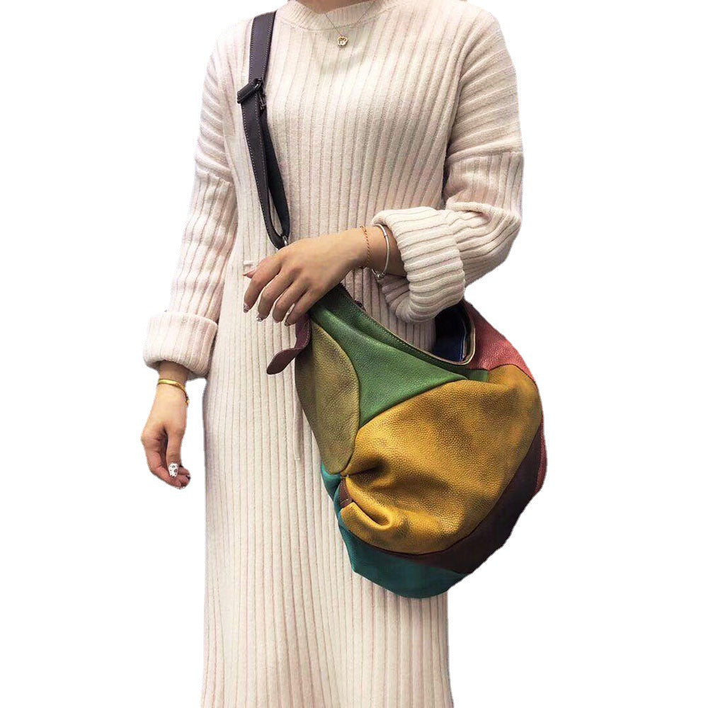 Large Genuine Leather Crossbody Sling Bag-Colorful-Free Shipping Leatheretro