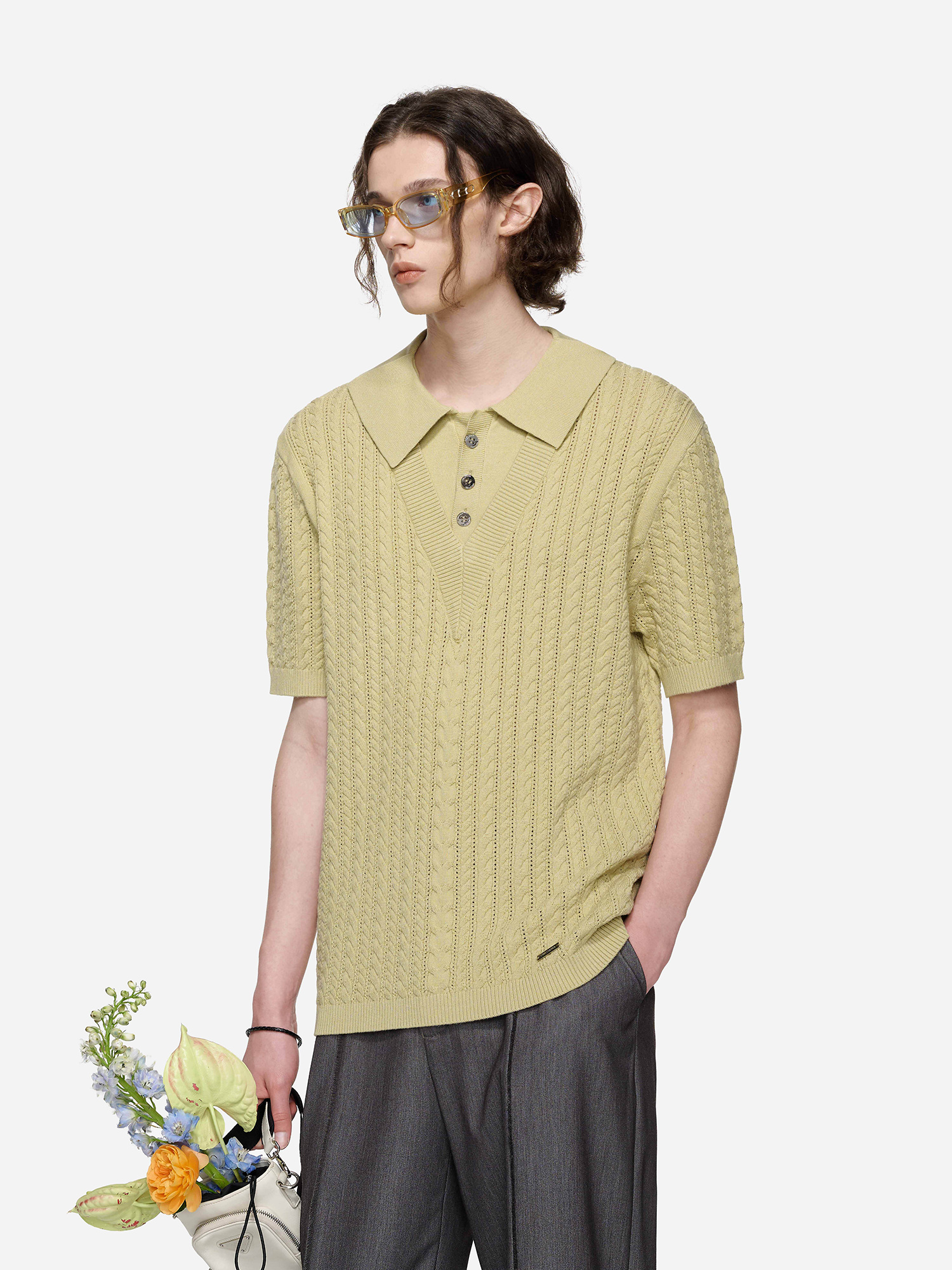 TIWILLTANG Layered Cable-Knit Openwork T Shirt-T Shirt-S-Free Shipping Leatheretro