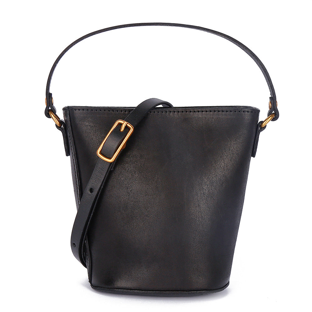 Vegetable-Tanned Leather Bag, Phone Bags-Handbags-Black-Free Shipping Leatheretro