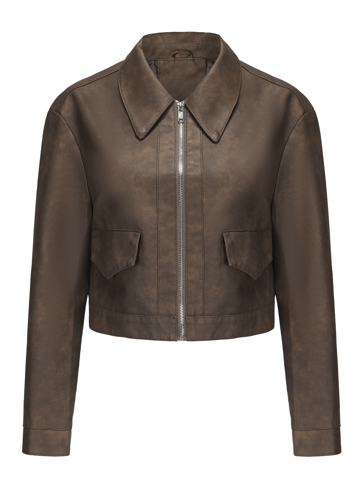 Women's Faux Leather Jacket-Lotus root pink #7-S-Free Shipping Leatheretro