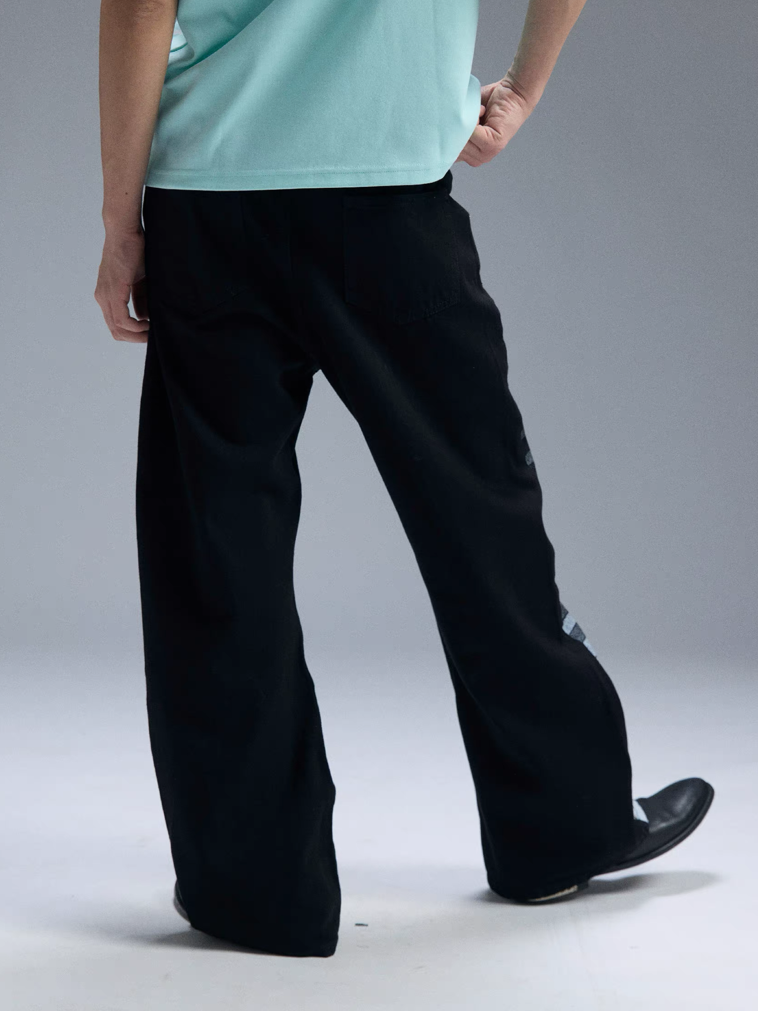 PAIKI Piano Key Script Foil Flared Jeans-Jeans-S / 31"-Black (Preorder)-Free Shipping Leatheretro