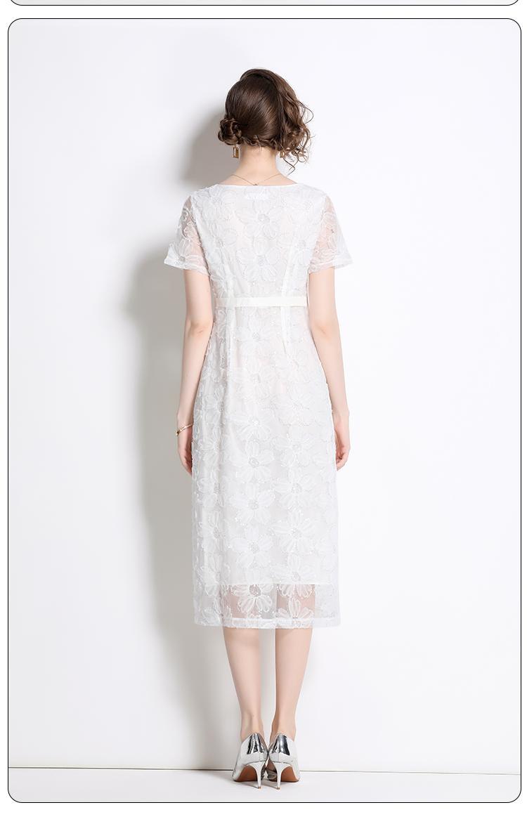 Designed Luxury Elegant Summer Lace Dresses-Dresses-White-S-Free Shipping Leatheretro