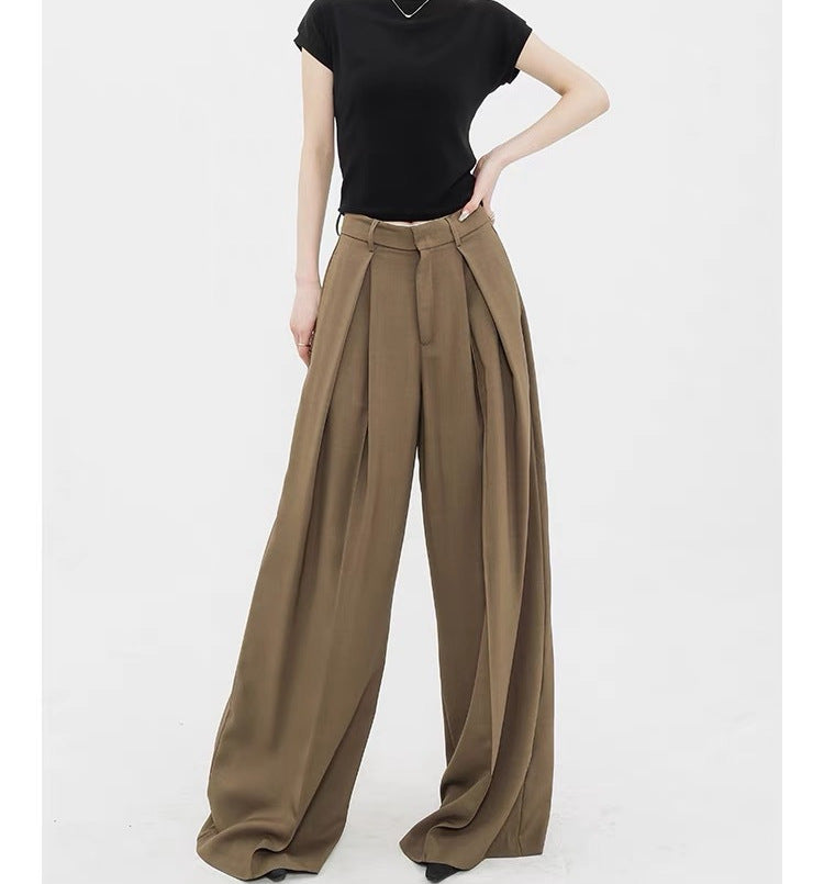 Casual High Waist Loose Wide Legs Pants-Pants-Black-S-Free Shipping Leatheretro