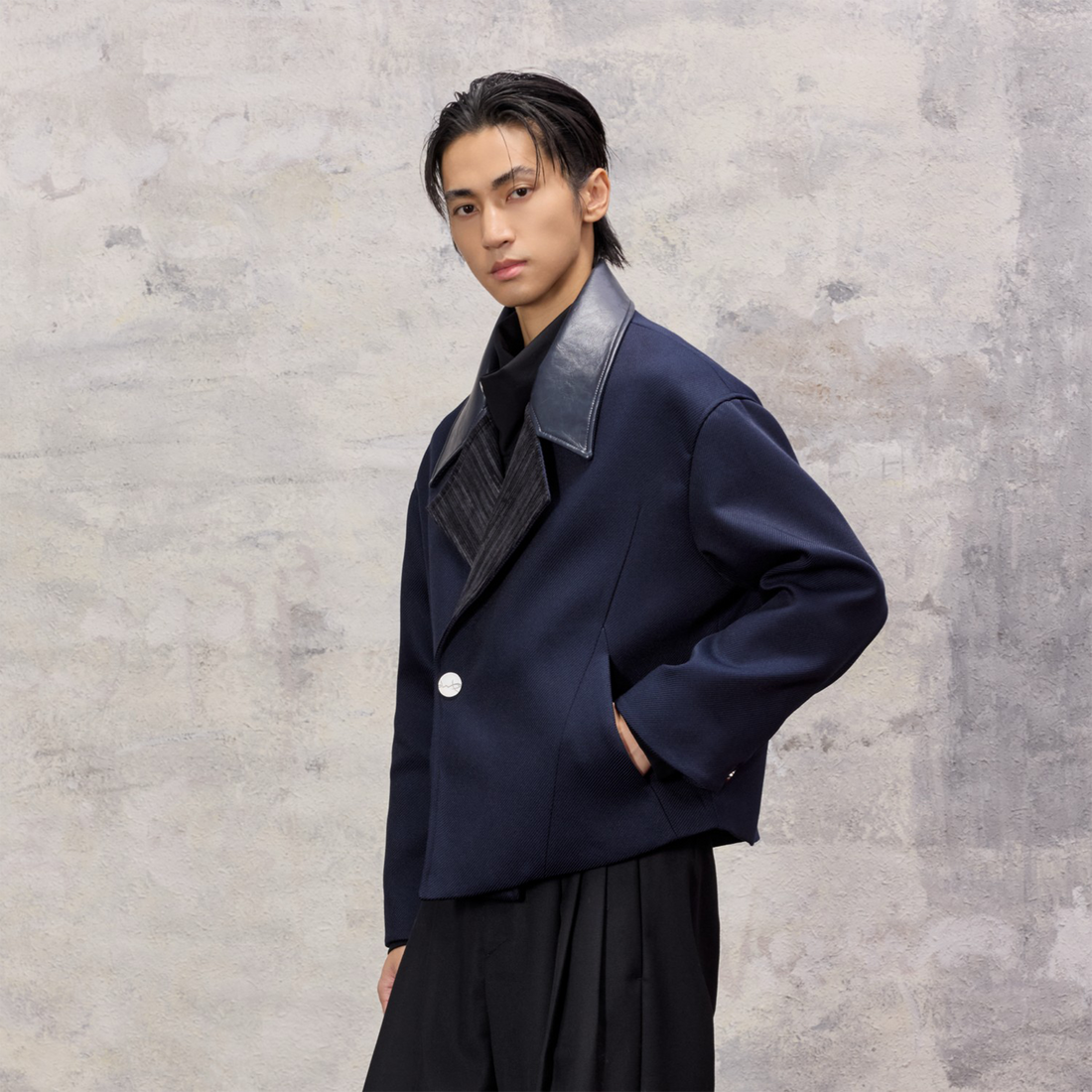 ALVNG AR ANTS Structured Wool-Blend Paneled Collar Jacket-Jacket-S-Free Shipping Leatheretro