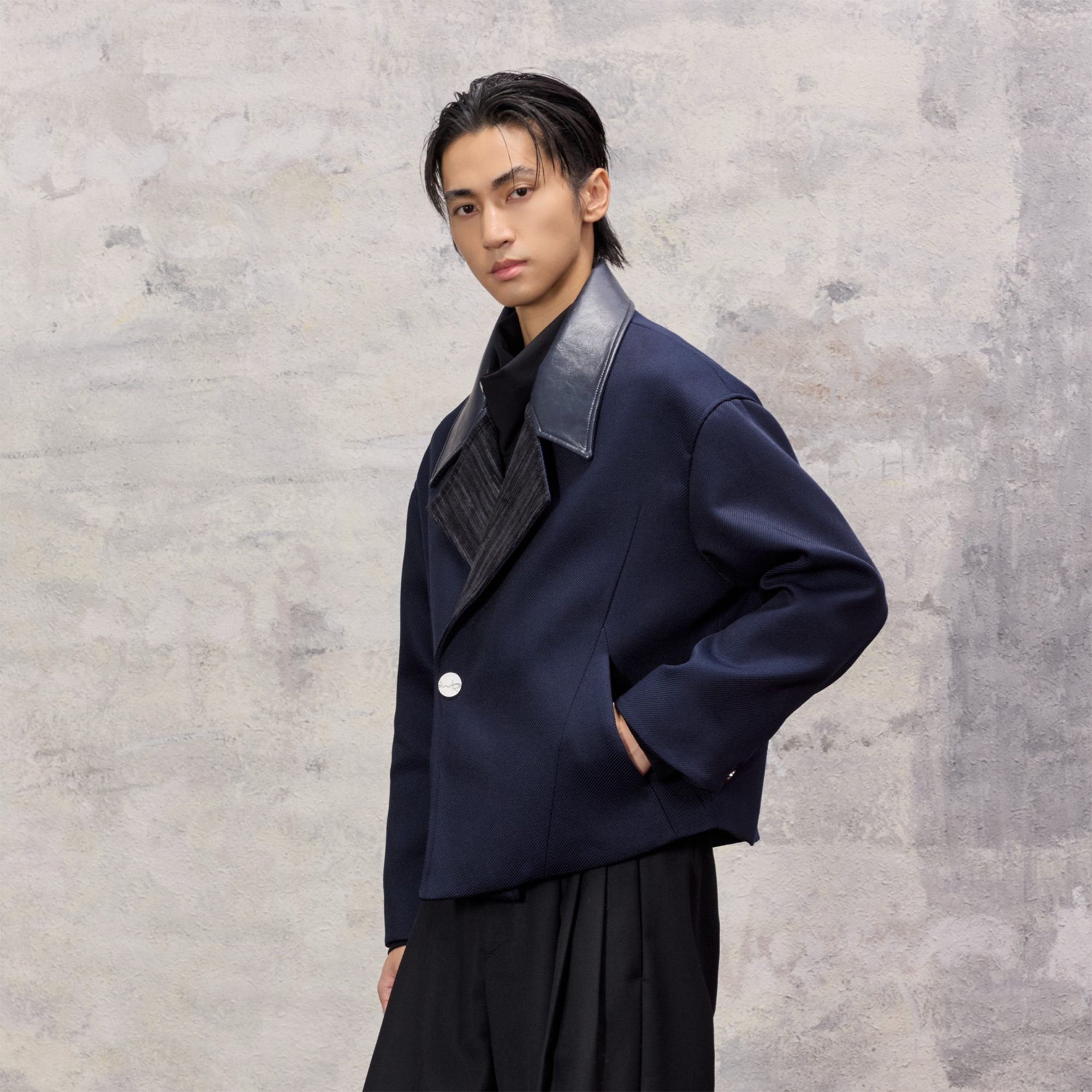 ALVNG AR ANTS Structured Wool-Blend Paneled Collar Jacket-Jacket-S-Free Shipping Leatheretro