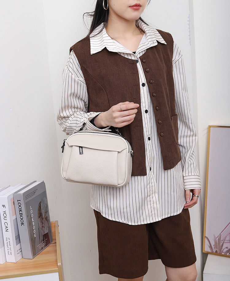 Genuine Leather Women's Handbag-black-22CM*8CM*17CM-Free Shipping Leatheretro