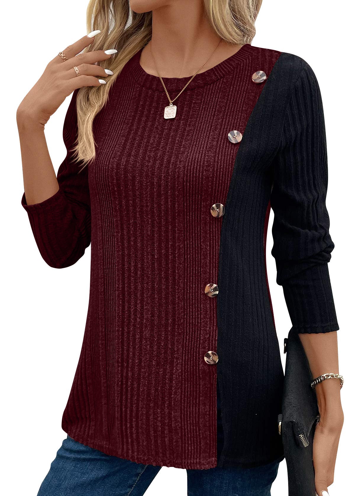 Casual Women Long Sleeves Knitted Tops-Shirts & Tops-Red-S-Free Shipping Leatheretro