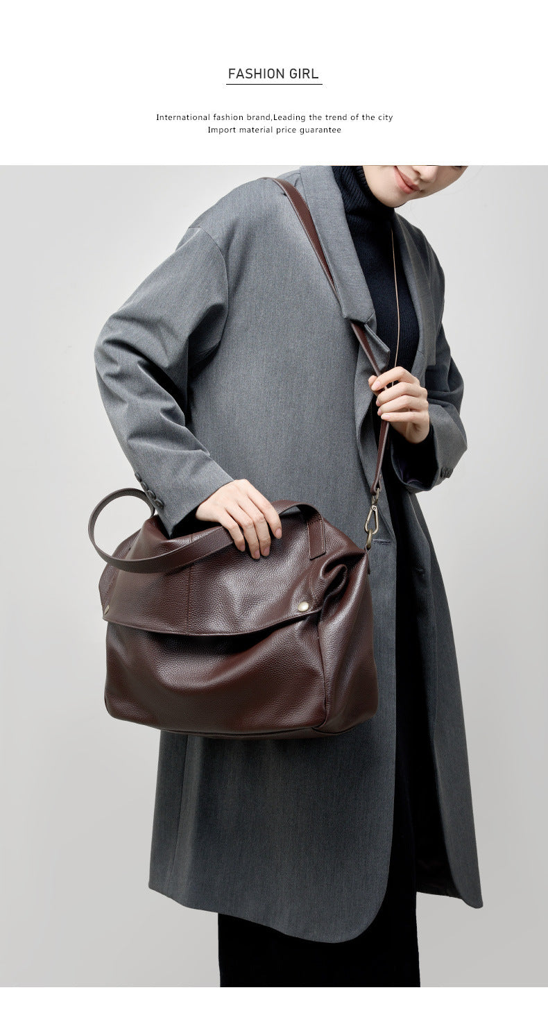 Oversized Genuine Leather Tote Bag-Handbags-Black-36*13*32cm-Free Shipping Leatheretro