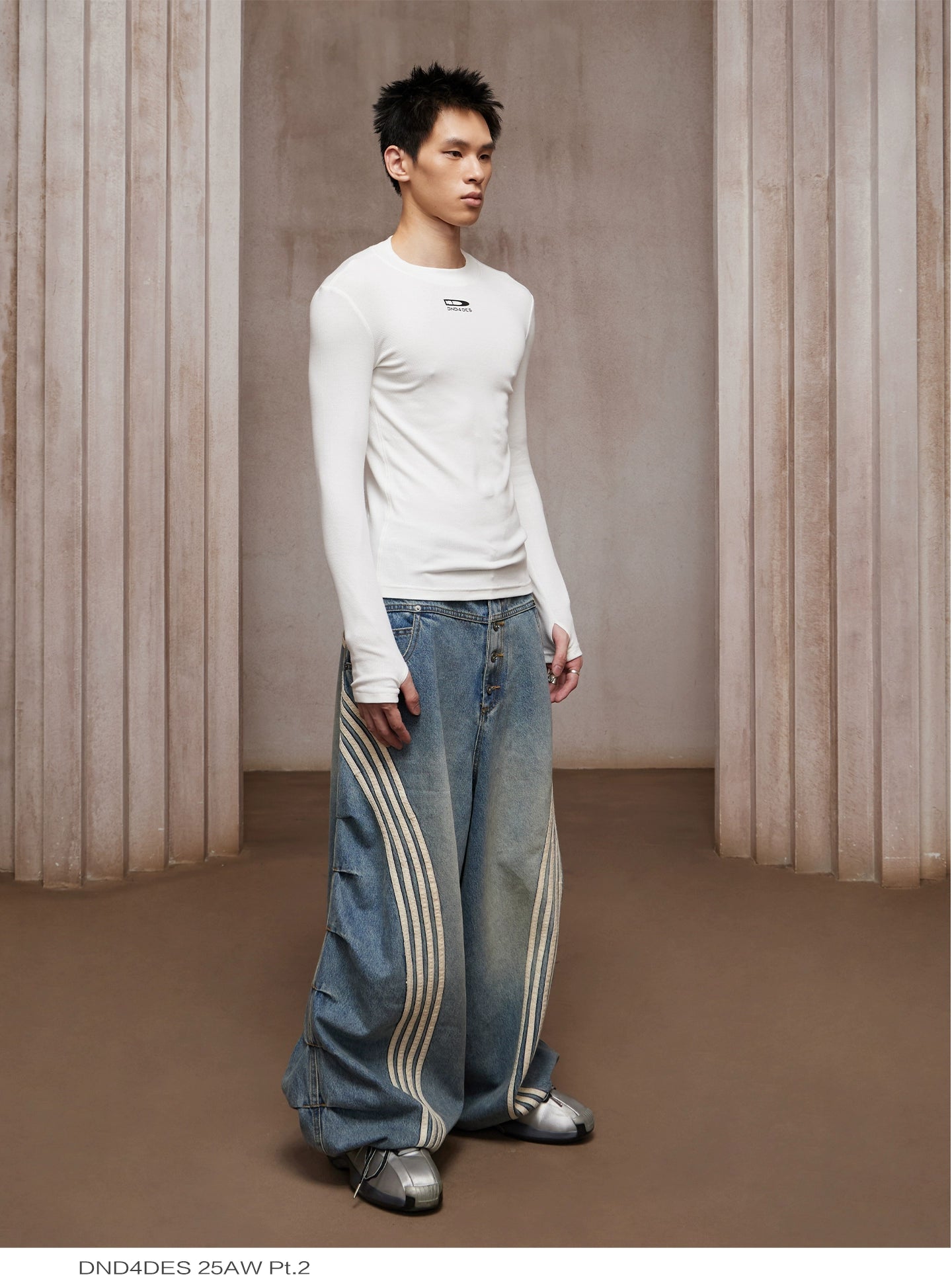 DND4DES Men's Long Sleeve T-Shirt - Ribbed Stretch Fit-Black-S-Free Shipping Leatheretro