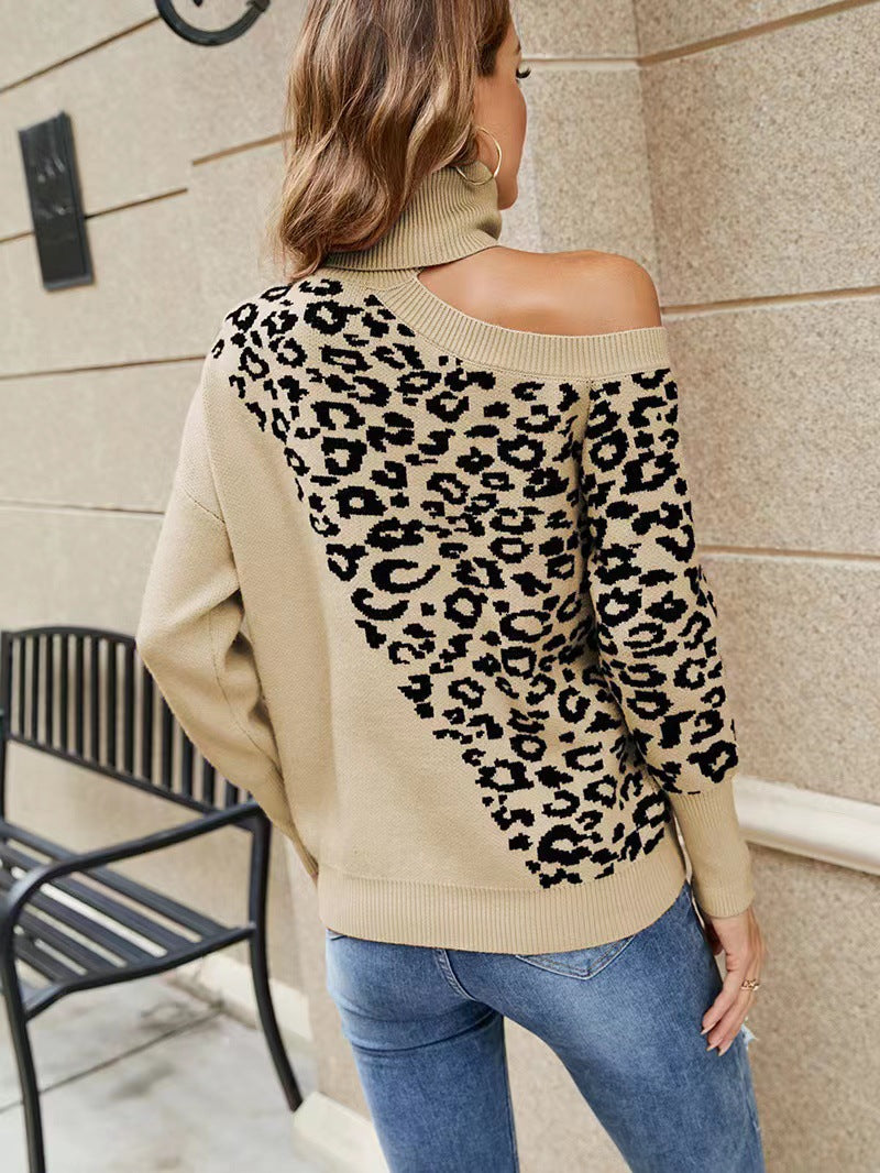 Casual Leopard Long Sleeves Knitted Sweaters-Sweater&Hoodies-Green-S-Free Shipping Leatheretro