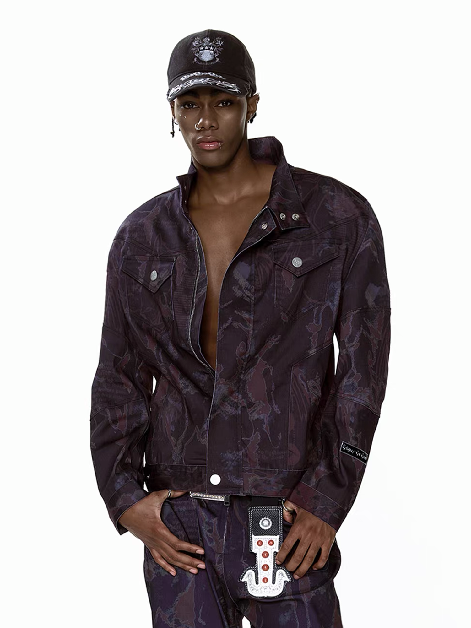 CYCYCY Punk Graffiti Denim Jacket-Jacket-S-Free Shipping Leatheretro