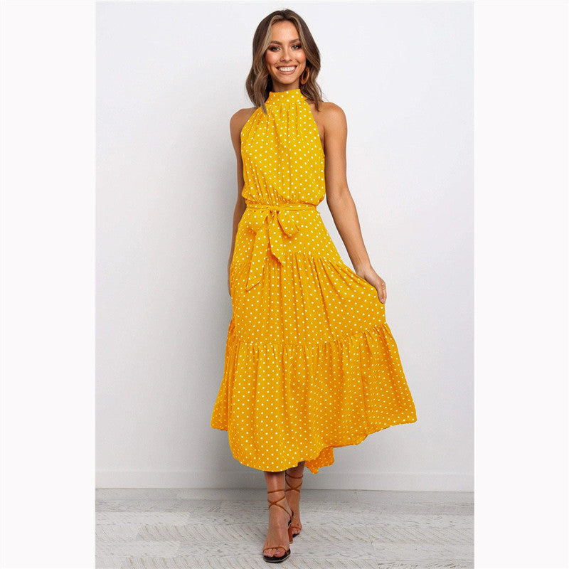 Casual Halter Summer Long Dresses-Dresses-Yellow-XS-Free Shipping Leatheretro