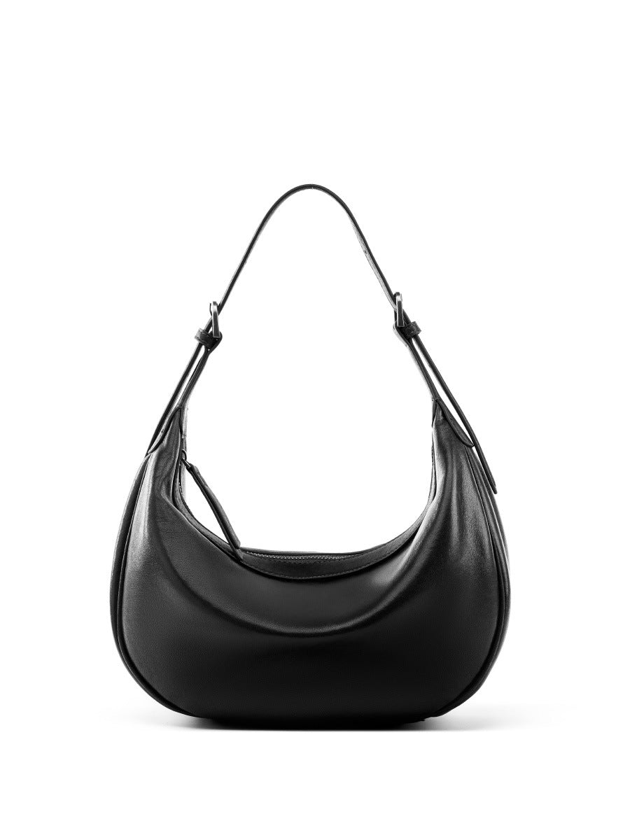 Moon Crescent Hobo Bag – Genuine Leather Large Capacity Shoulder Bag-Hobo Bags-Caramel-Free Shipping Leatheretro