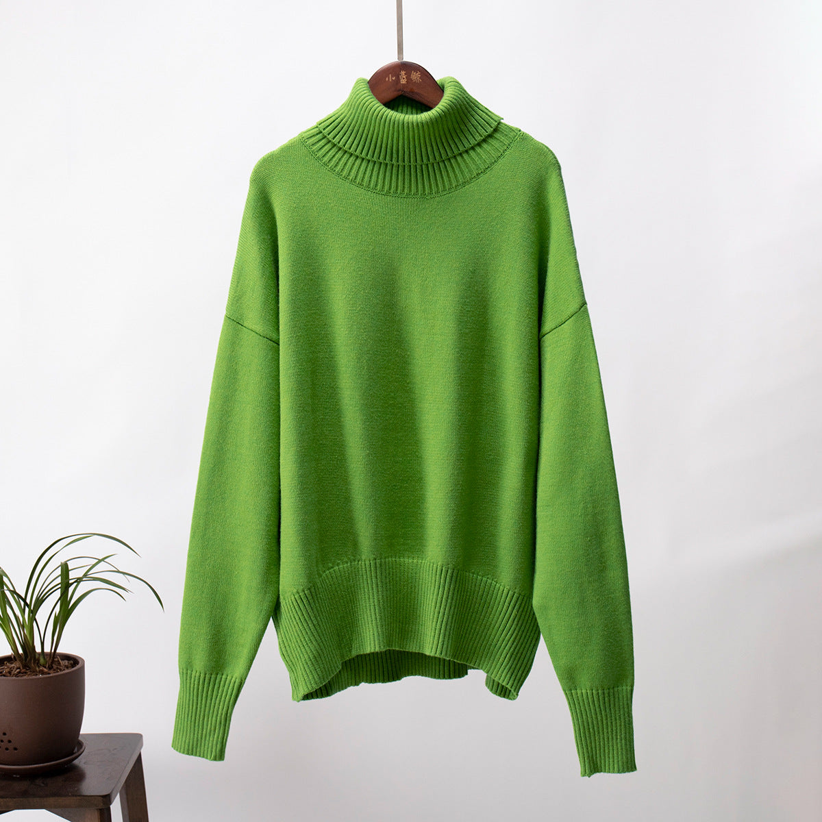 Classical High Neck Knitted Pullover Sweaters-Sweater&Hoodies-Green-S-Free Shipping Leatheretro