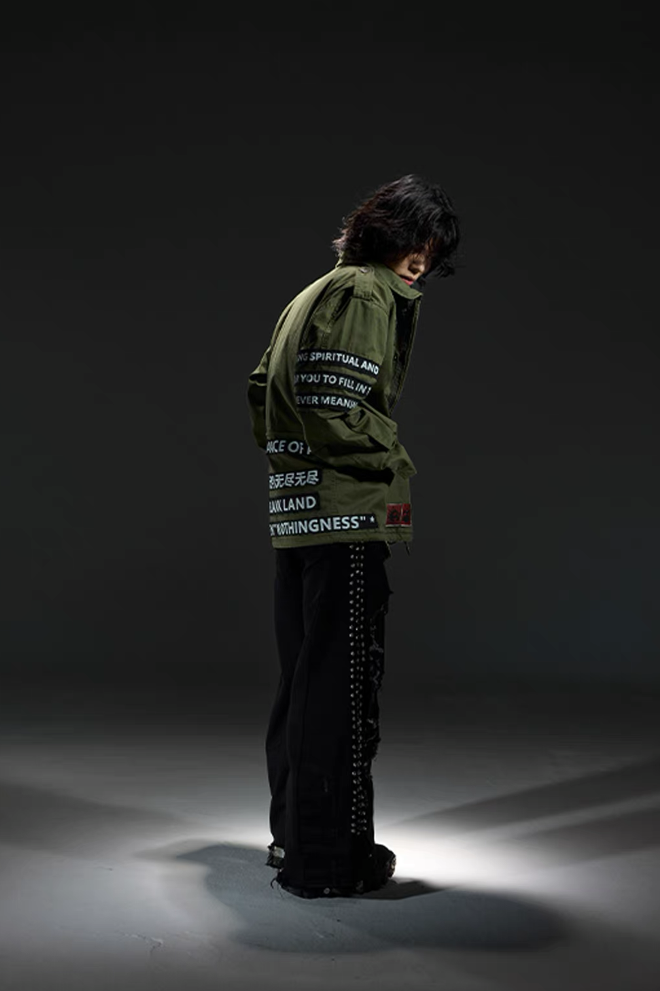 NOTHINGNESS WORLD Slogan Patchwork Multi-Pocket Utility Jacket-Jacket-S-Green-Free Shipping Leatheretro