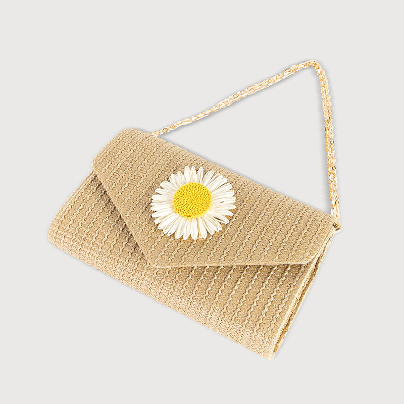 Women's Woven Flower Straw Crossbody Bag-apricot-Free Shipping Leatheretro