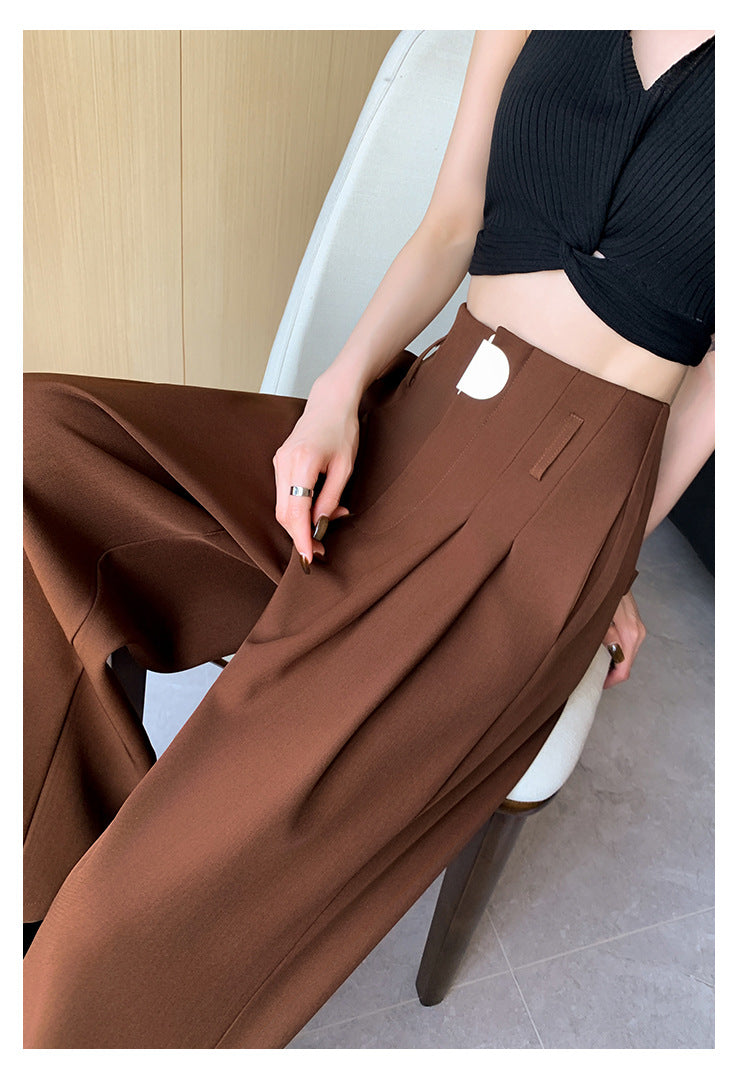 Casual High Waist Loose Long Straight Pants-Pants-Black-S-Free Shipping Leatheretro