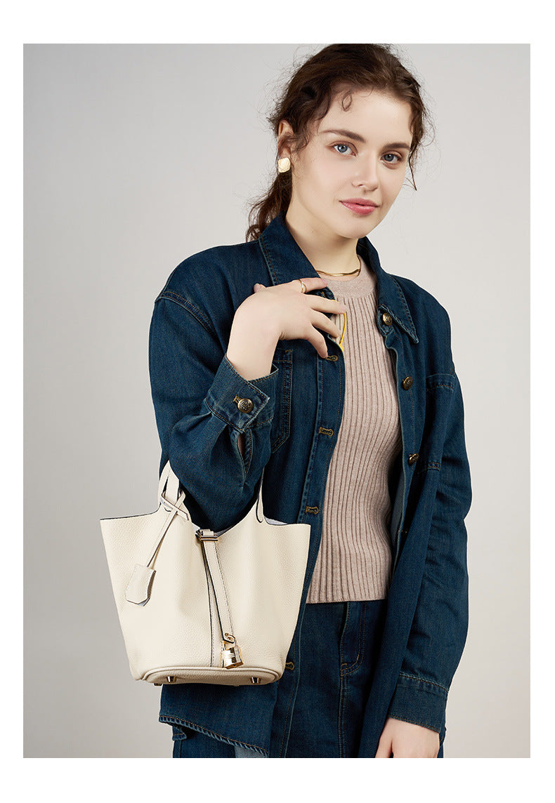 Luxury Leather Bucket Bag for Women-handbags-black-Free Shipping Leatheretro