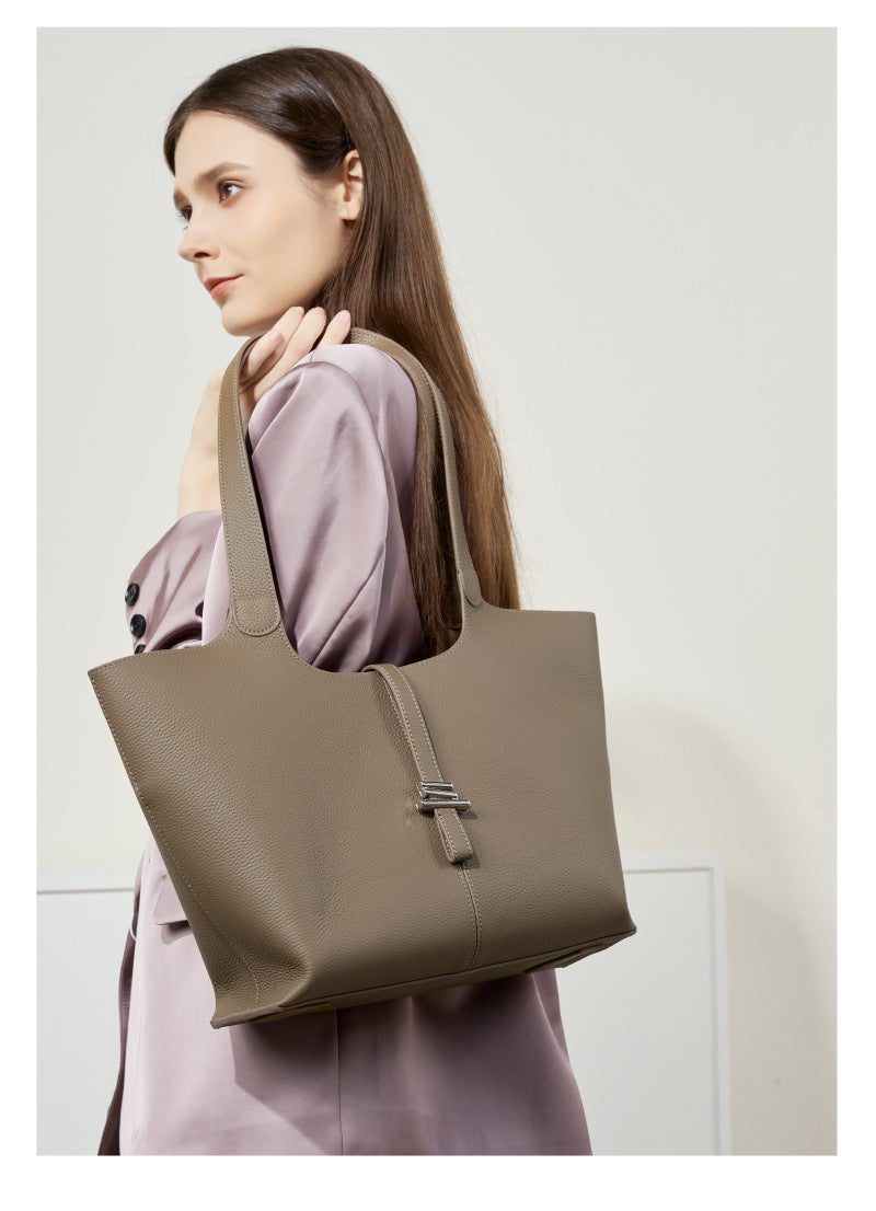 Premium Genuine Leather Bell Tote Bag-Handbags-Black-Free Shipping Leatheretro