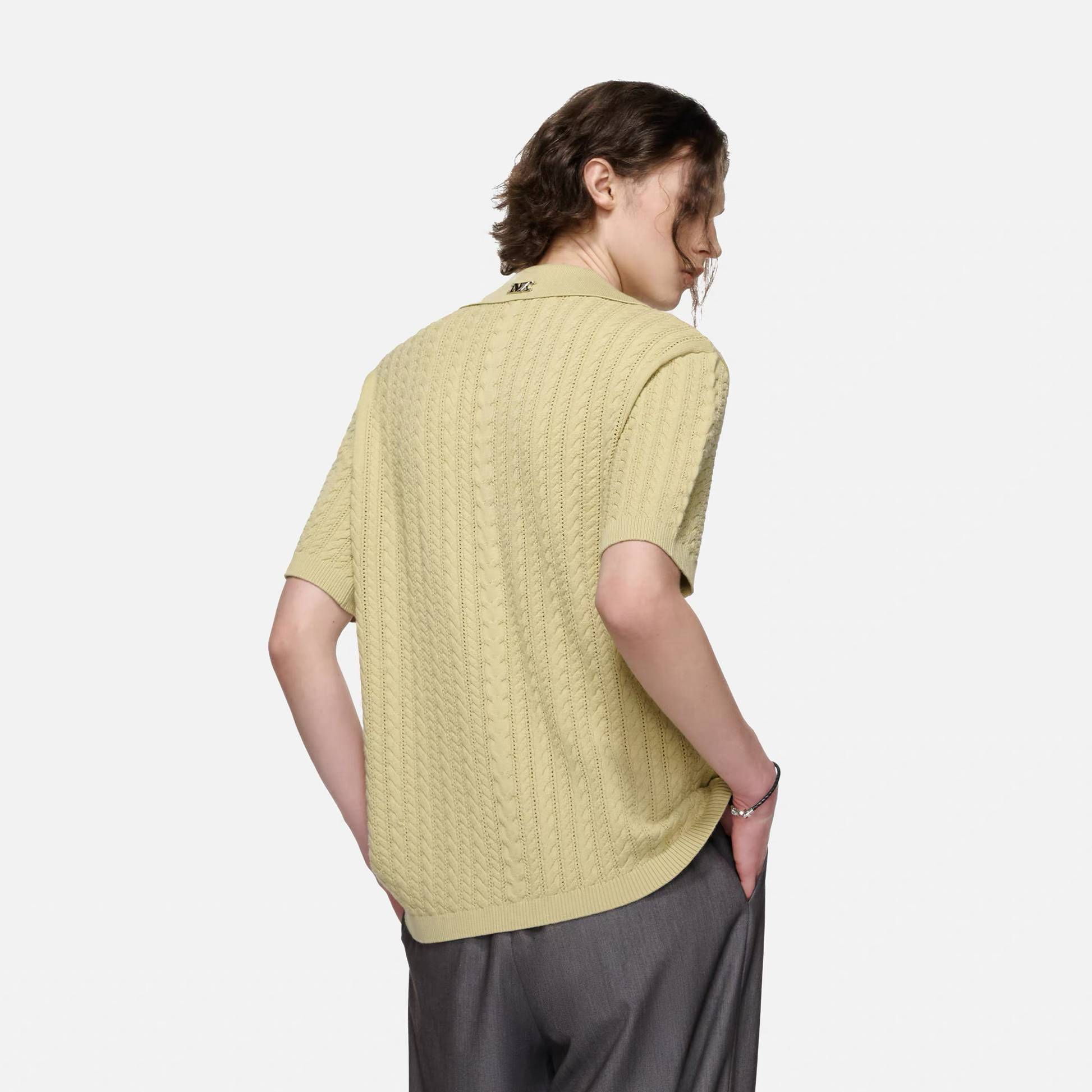 TIWILLTANG Layered Cable-Knit Openwork T Shirt-T Shirt-S-Free Shipping Leatheretro