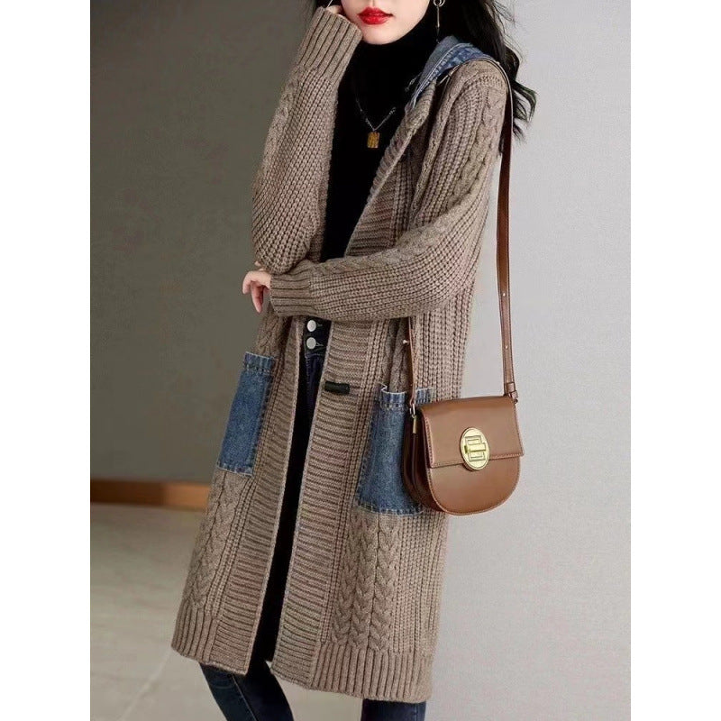 Casual Plus Sizes Knitted Cardigan Jacket Coats-Coats & Jackets-Coffee-M 40-50 kg-Free Shipping Leatheretro