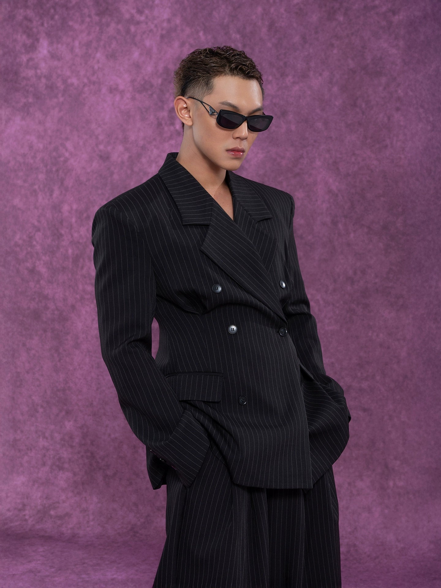 CLP Unisex Vintage Black Striped Blazer-Black-S-Free Shipping Leatheretro