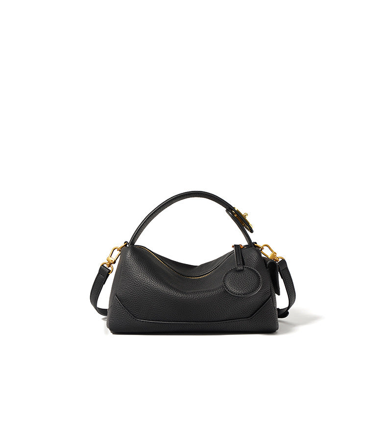 Women's Top-Grain Leather Boston Pillow Bag-crossbody bags-Milkshake White-Free Shipping Leatheretro