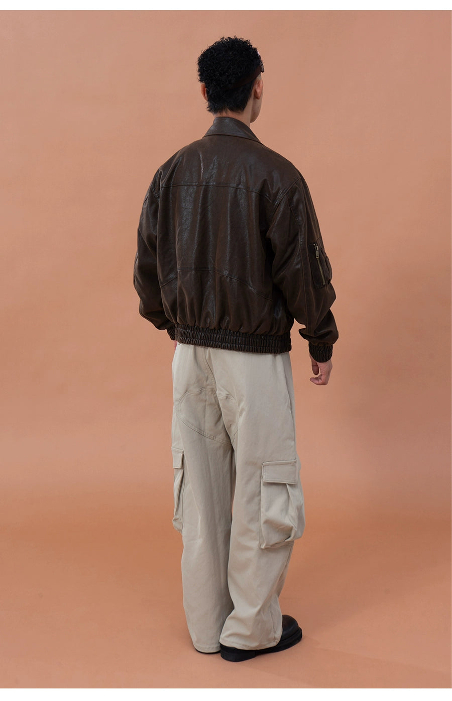 CLP Men's Brown Lapel Vintage Faux Leather Jacket-Coffee-M-Free Shipping Leatheretro