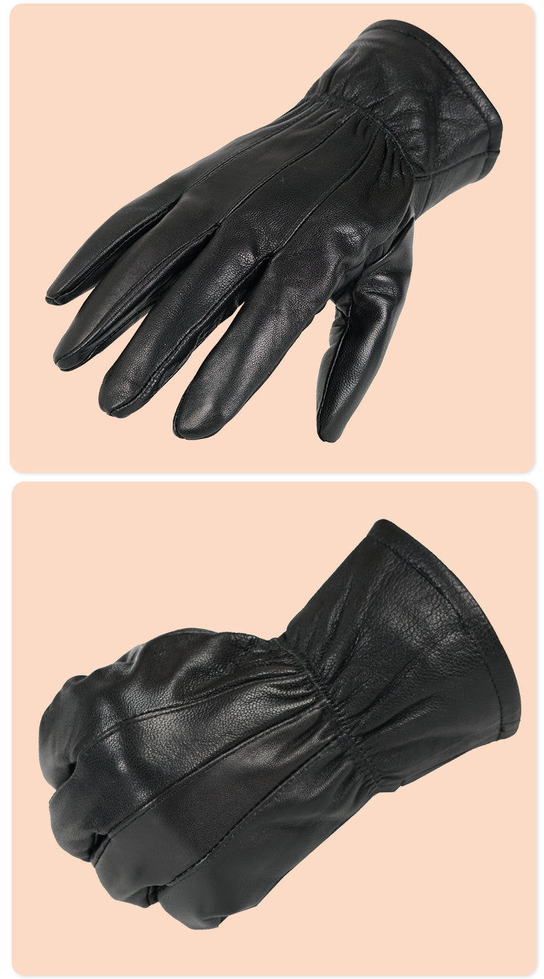 Premium Genuine Sheepskin Leather Winter Gloves for Women & Men-Black-L-Free Shipping Leatheretro